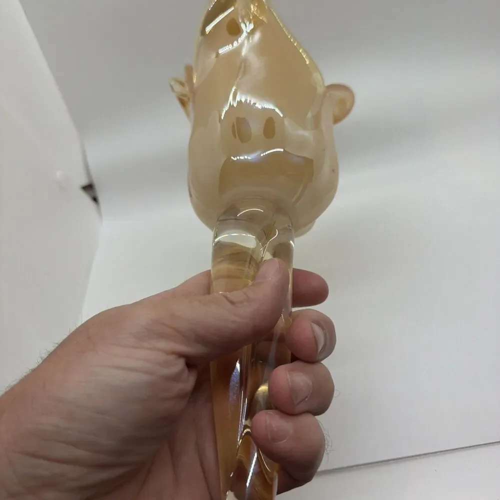Murano? Art Glass Pillar Candle Holder - Tulip Long Stem - Italy, Crystal